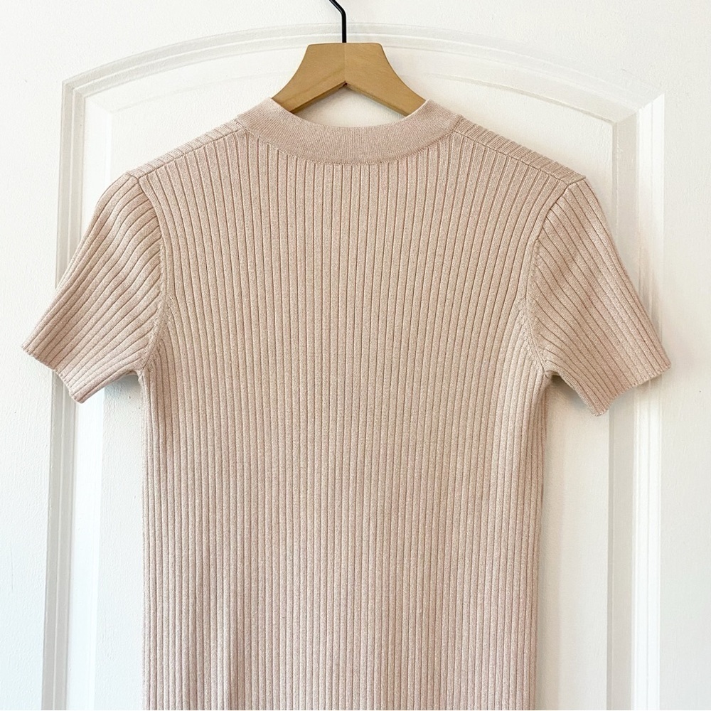 ANTHROPOLOGIE Opal Shimmer Ribbed Short Sleeve Midi Dress - Picture 12 of 13